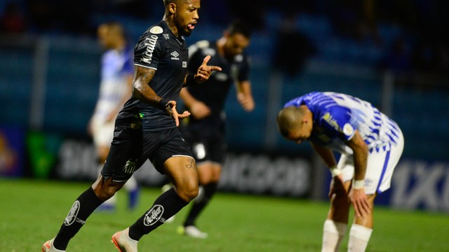 Marinho comemora gol do Santos contra o Avaí