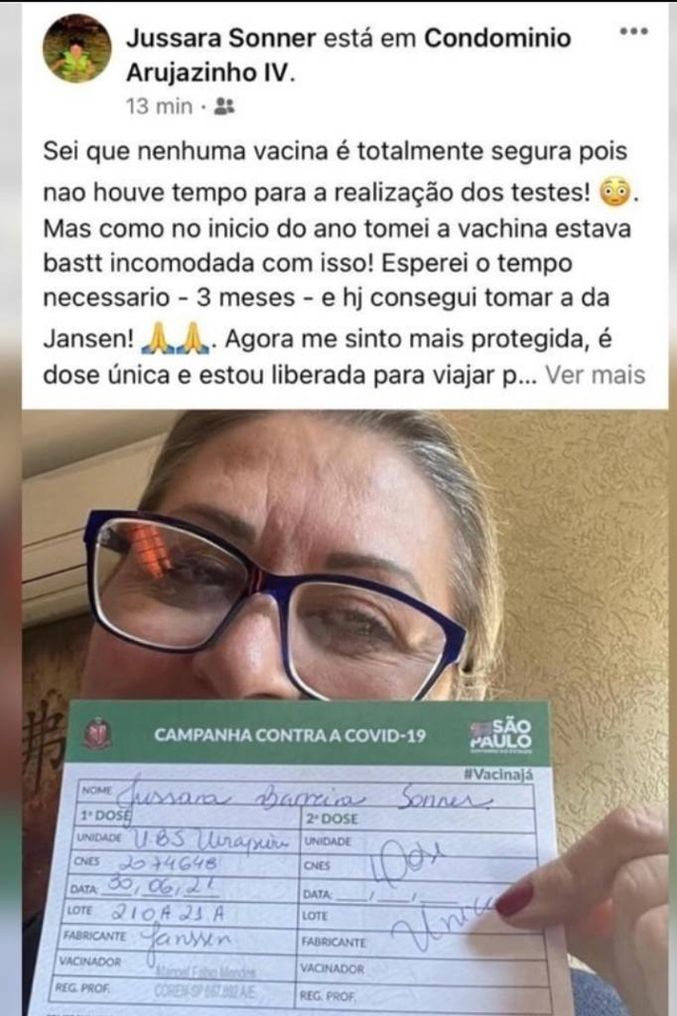 jussara-2 Mulher é condenada a pagar R$ 50 000 por furar fila da vacina contra Covid