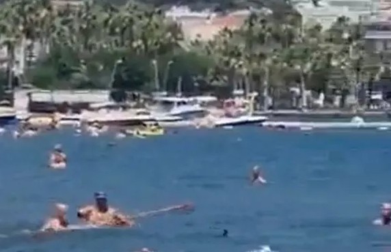 Banhistas se assustam com 'tubarão' em praia na Turquia (Foto: Reprodução/TheSun)