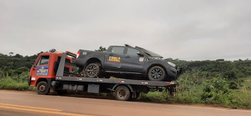 Viatura da Força Nacional se envolveu em colisão nesta quarta-feira (23) em Porto Velho — Foto: João Antônio Alves/CBN Amazônia