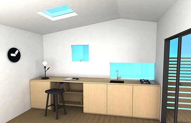 Outra opção de interior, com cozinha e home office (Foto: Divulgação)