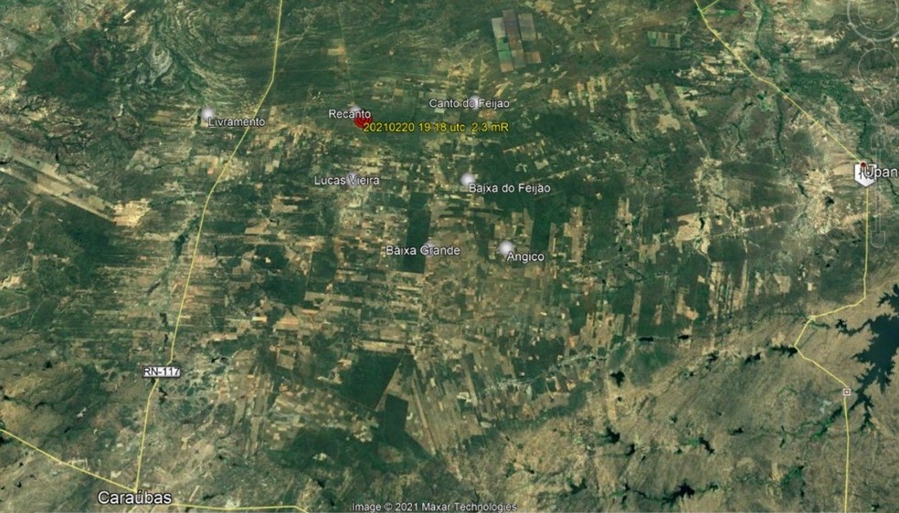 Tremor de terra é registrado em Caraúbas, na região Oeste do Rio Grande do Norte — Foto: Labsis/UFRN