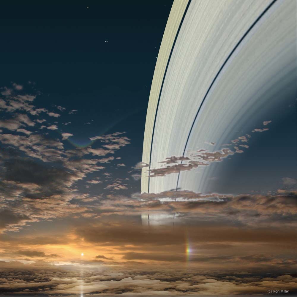 Saturno, a 1,43 bilhão de quilômetros do Sol (Foto: Ron Miller | Divulgação)