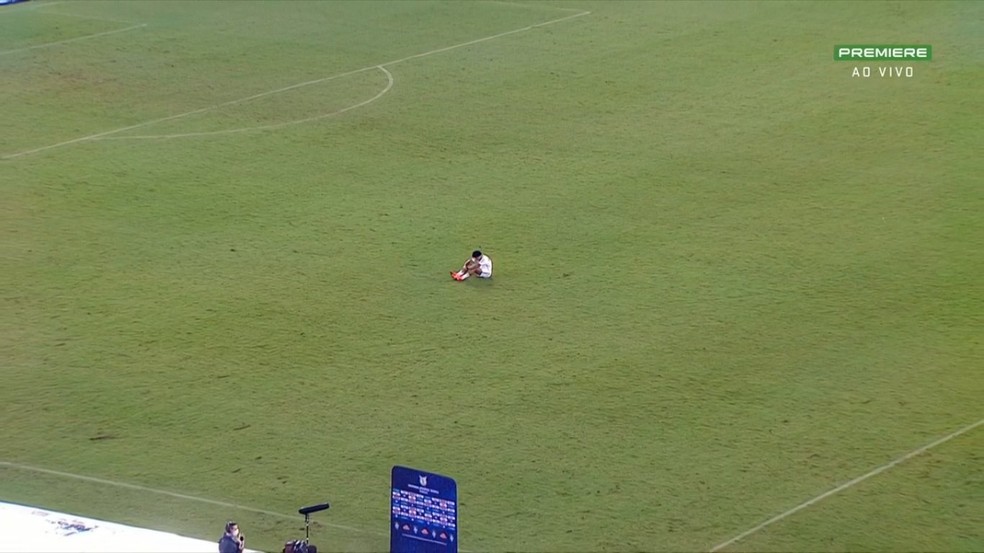 Marinho sozinho no gramado após jogo entre Santos e Botafogo — Foto: Reprodução