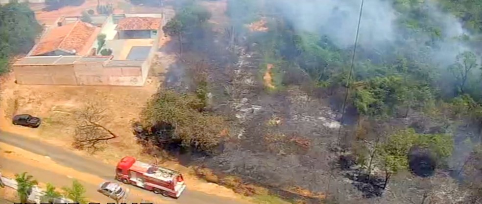 Viaturas do Corpo de Bombeiros priorizam combate ás chamas nas proximidades de construções — Foto: Arquivo pessoal