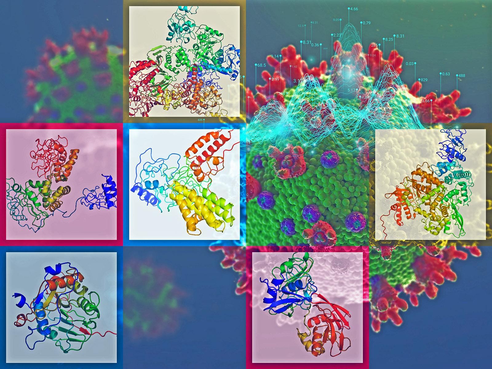 Cientistas recriam em 3D as 27 proteínas que compõe o novo coronavírus (Foto: Pacific Northwest National Laboratory)