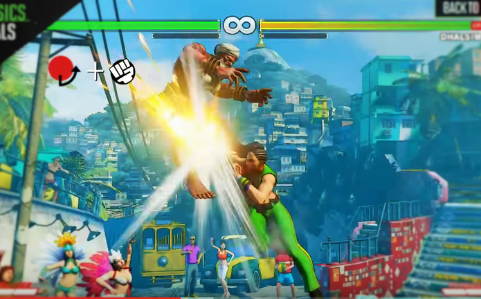 Street Fighter 5: Laura performa seu Bolt Charge antiaéreo (Reprodução/Youtube)