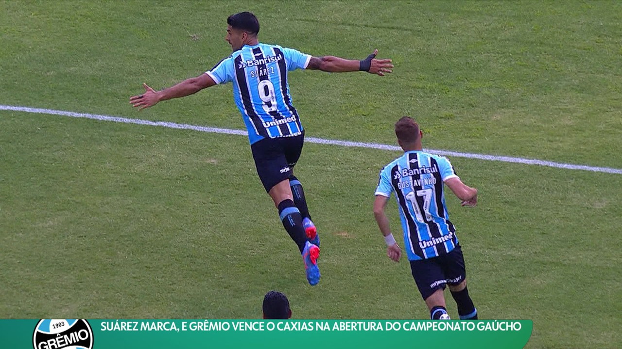 Suárez marca, e Grêmio vence o Caxias na abertura do Campeonato Gaúcho