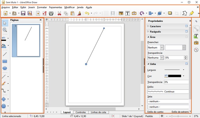 Recurso para a criação de desenhos no LibreOffice (Foto: Reprodução/Barbara Mannara)