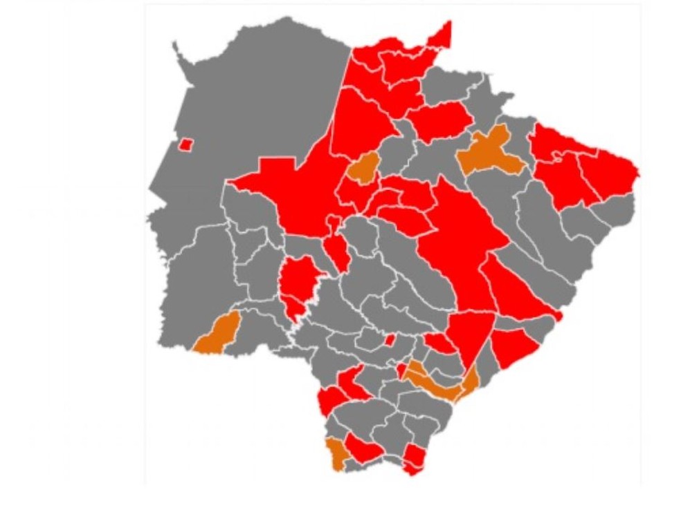 Novo mapa de classificação de risco do Prosseguir, com 43 municípios em bandeira cinza — Foto: Divulgação/Subcom