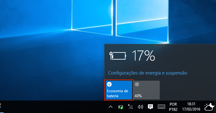Ajustando o brilho da tela no Windows 10 (Foto: Reprodução/Edivaldo Brito)
