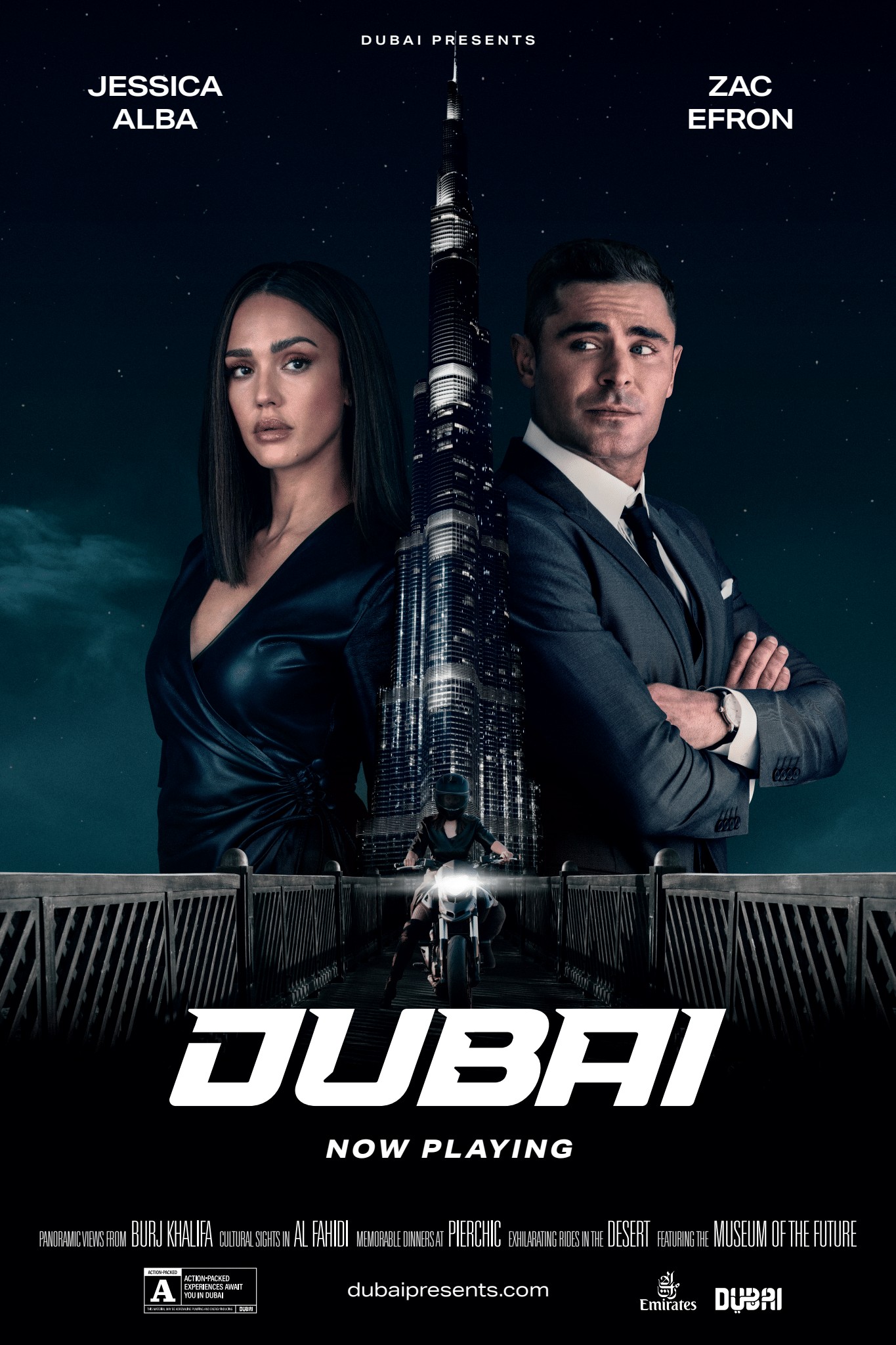 Zac Efron e Jessica Alba estrelam vídeo de ação para promover Dubai - Quem