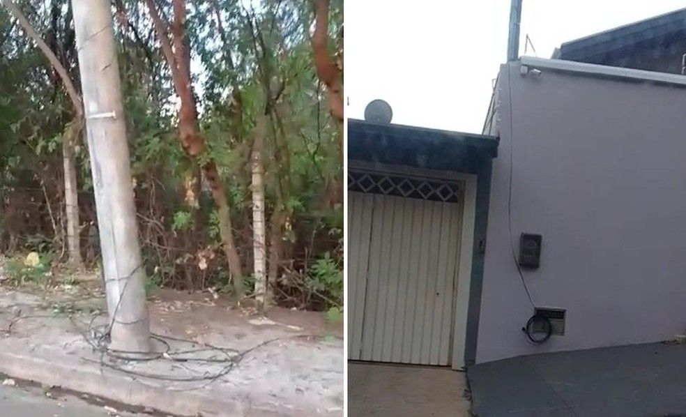 Um dia após o acidente, mãe dos bebês registrou que fiação seguia solta na rua em bairro de Jaú — Foto: Arquivo pessoal