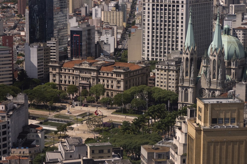 Tribunal de Justiça de São Paulo e a Catedral da Sé, no centro da capital paulista — Foto: Fernando Fernandes/Agência Estado