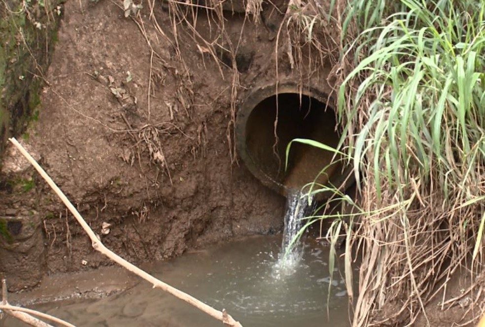 Esgoto de Araras est&aacute; sendo despejado sem tratamento no ribeir&atilde;o das Araras, que des&aacute;gua no rio Mogi Gua&ccedil;u &mdash; Foto: Reprodu&ccedil;&atilde;o/EPTV