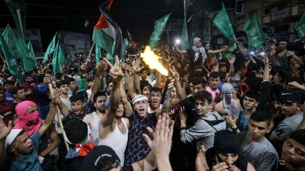 Para palestinos, cessar-fogo foi considerado vitória — Foto: AFP/Getty Images/BBC
