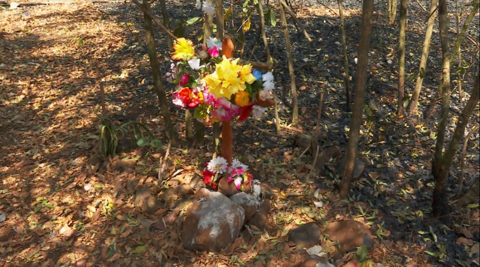Altar em homenagem à Nossa Senhora fica intacto em Cajuru, SP, em mata destruída por fogo