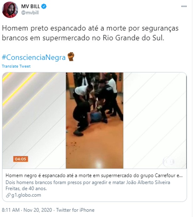 Famosos se manifestam após morte de João Alberto Silveira Freitas em mercado (Foto: Reprodução/Twitter)