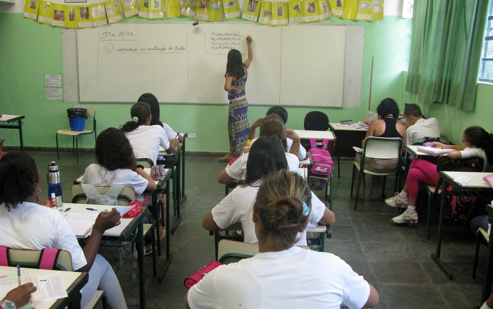 Sala de aula em uma escola municipal de SÃ£o Paulo â Foto: Ana Carolina Moreno/G1