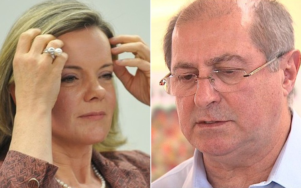 A senadora Gleisi Hoffmann (PT-PR) e o seu marido, o ex-ministro Paulo Bernardo — Foto: Antonio Cruz / Agência Brasil e Reprodução EPTV