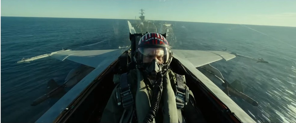 Tom Cruise em cena de 'Top Gun: Maverick'  — Foto: Reprodução/YouTube/ParamountBrasil