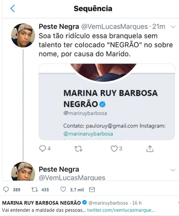 Marina Ruy Barbosa fica indignada com comentário no Twitter (Foto: Reprodução/Twitter)