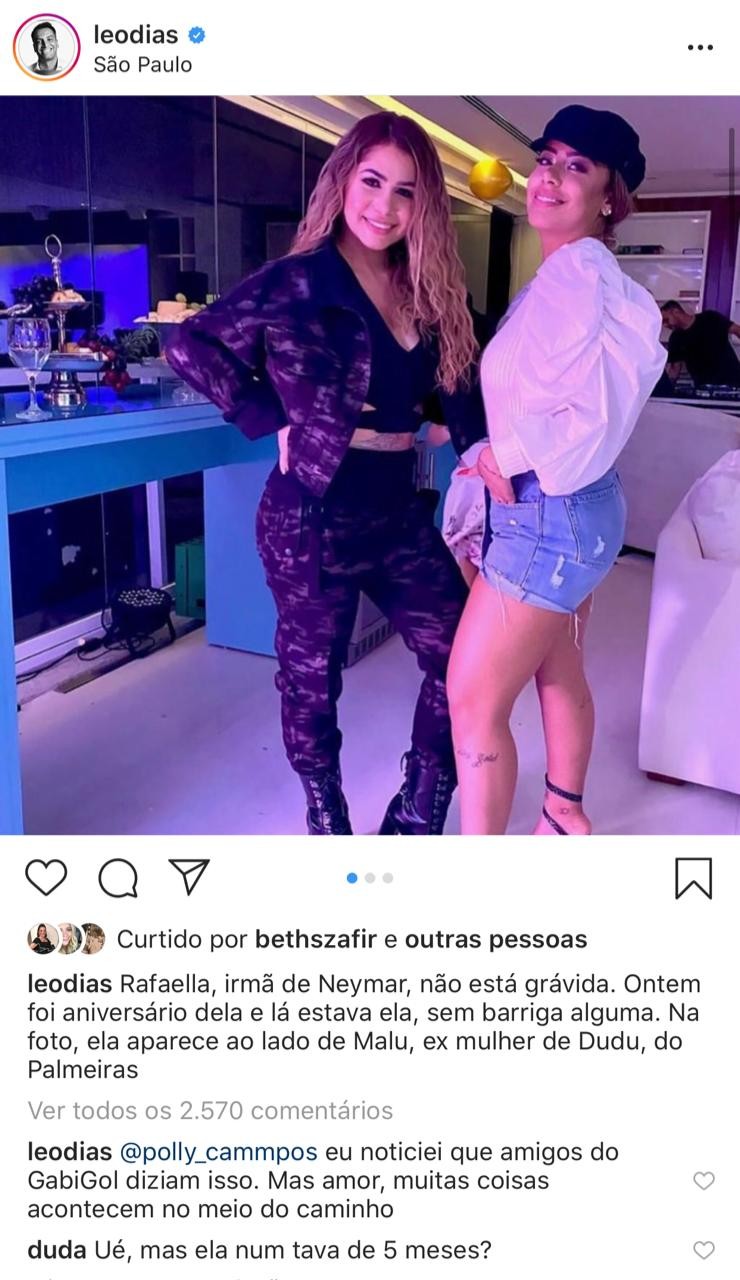 Post de Leo Dias sobre Rafaella Santos (Foto: Reprodução/Instagram)