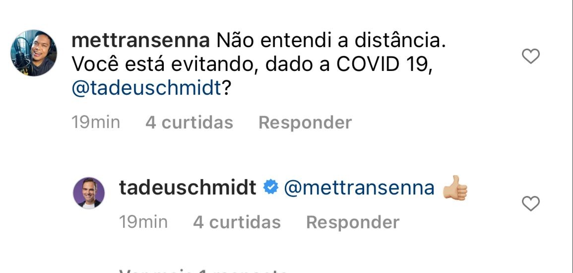 Tadeu Schmidt explica distanciamento (Foto: Instagram)