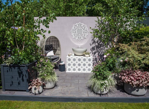 Espaço Mandala, Meditation and Mindfulness Garden da designer Nikki Hollierm no RHS deste ano (Foto: RHS / Divulgação)