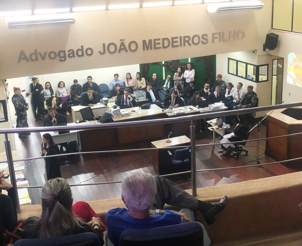 Júri acontece no Tribunal do Júri do Fórum Miguel Seabra Fagundes, no bairro de Lagoa Nova, na Zona Sul da capital potiguar — Foto: Mariana Rocha/Inter TV Cabugi 