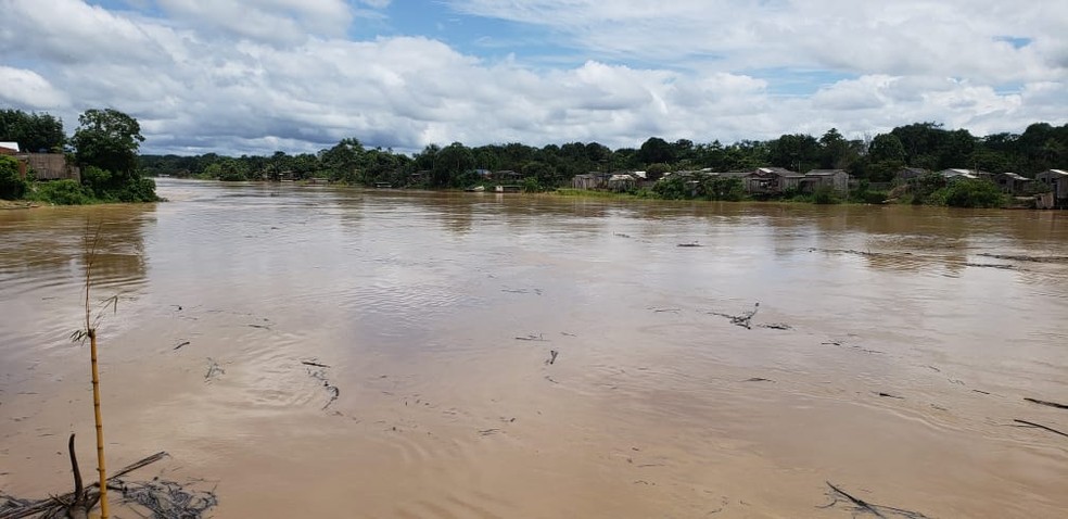 Rio Iaco ultrapassa cota de alerta no interior do AC e Defesa Civil prepara abrigo  — Foto: Divulgação/Defesa Civil 