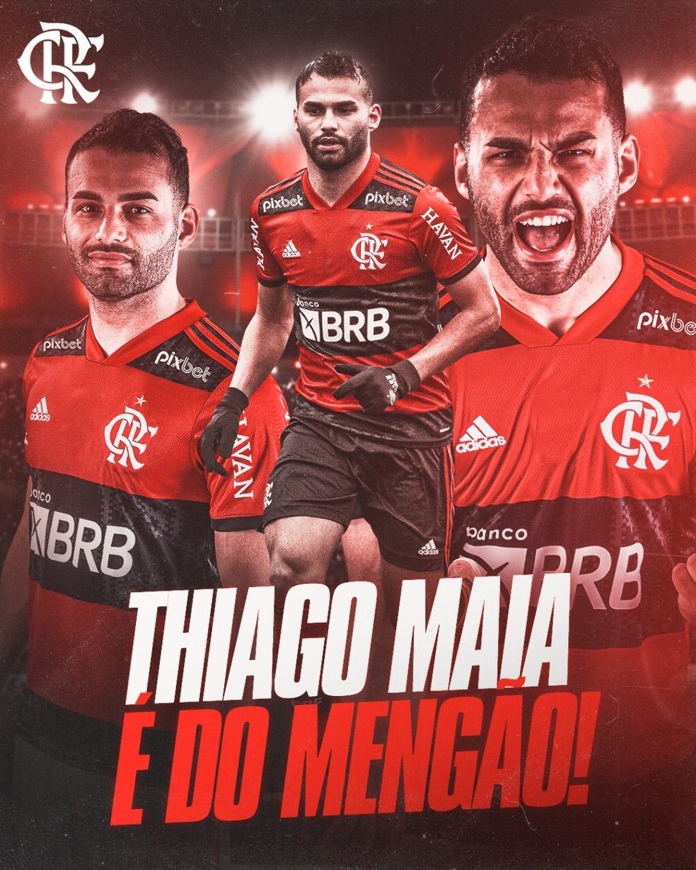 Thiago Maia foi a contratação mais cara do Flamengo em 2022; contratado por empréstimo em 2020, foi comprado em janeiro — Foto: Reprodução