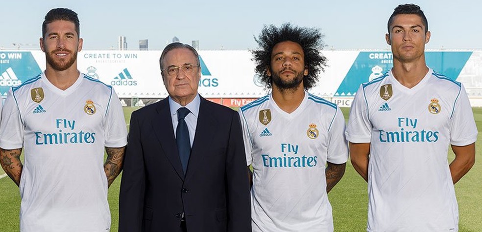 Florentino reúne Marcelo e Sergio Ramos para convencer Cristiano Ronaldo a seguir no Real Madrid (Foto: Reprodução / Twitter)