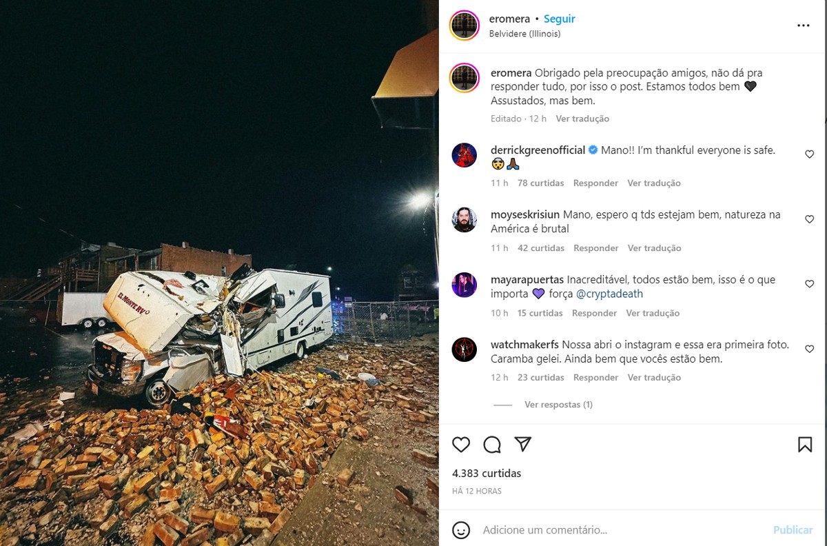 El auto de la banda brasileña fue destruido por un huracán en Estados Unidos;  ver foto |  mundo
