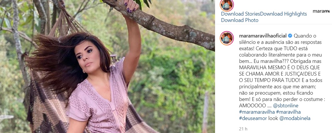 Post de Mara Maravilha foi interpretado como indireta para Xuxa, Eliana e Angélica (Foto: Reprodução/Instagram)