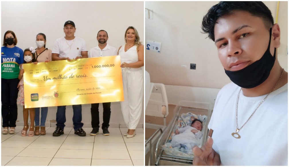 Jovem ganha R$ 1 milho em sorteio no mesmo dia em que filho nasceu no Paran  Foto: Divulgao/Sefa/Arquivo pessoal 
