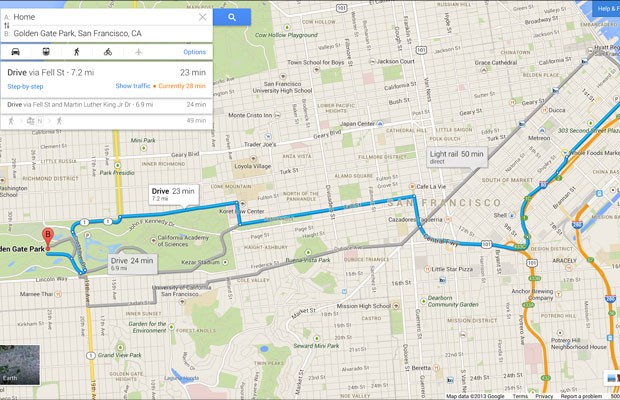 Google Maps passa a ressaltar vias necessárias para se chegar a um local, enquanto as outras ficam em segundo plano (Foto: Divulgação/Google)