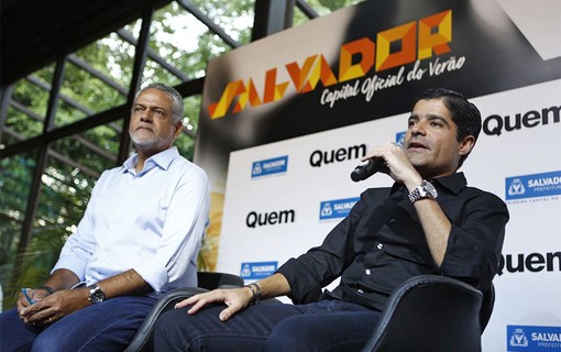 Isaac Edington, Presidente da Saltur, e Antônio Carlos Magalhães Neto, Prefeito de Salvador, na coletiva de imprensa