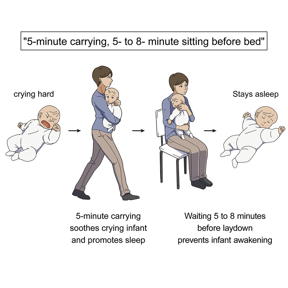 Método proposto em pesquisa para bebês chorando se acalmarem e pegarem no sono (Foto: Divulgação / Current Biology)