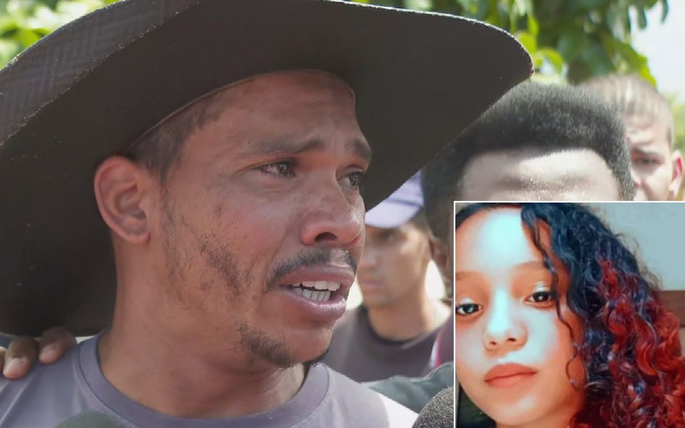 Robson Marcelo dos Santos, pai de Luana Marcelo Alves, lamenta morte da filha, em Goiânia, Goiás — Foto: Reprodução/TV Anhanguera