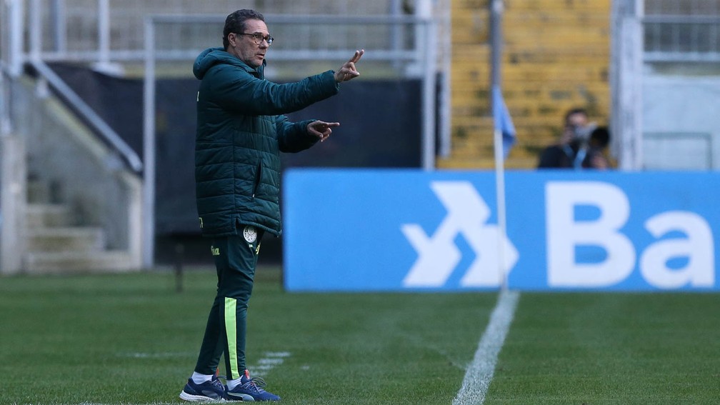 Vanderlei Luxemburgo, técnico do Palmeiras, durante o empate contra o Grêmio — Foto: Cesar Greco/Ag. Palmeiras