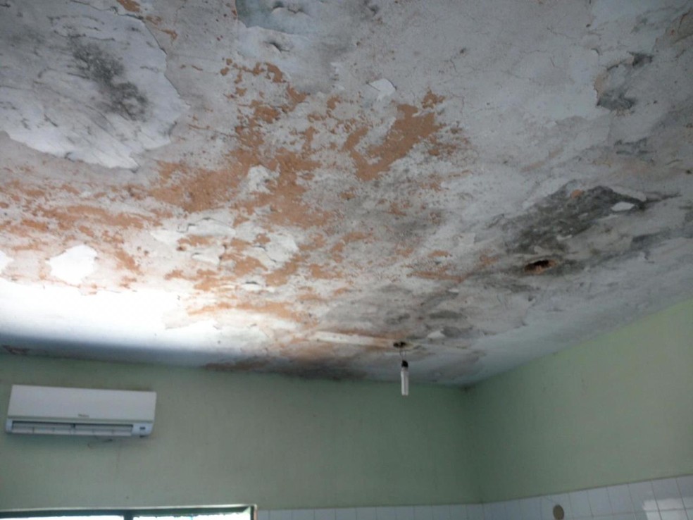 Segundo CRM, hospital municipal de Miguel Alves (PI) tem infiltrações e mofo nas paredes que favorecem proliferação de bactérias e surgimento de insetos — Foto: CRM