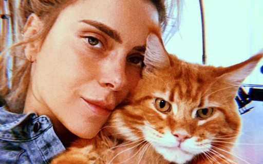 Gato gigante de Carolina Dieckmann rouba a cena em sequência de fotos
