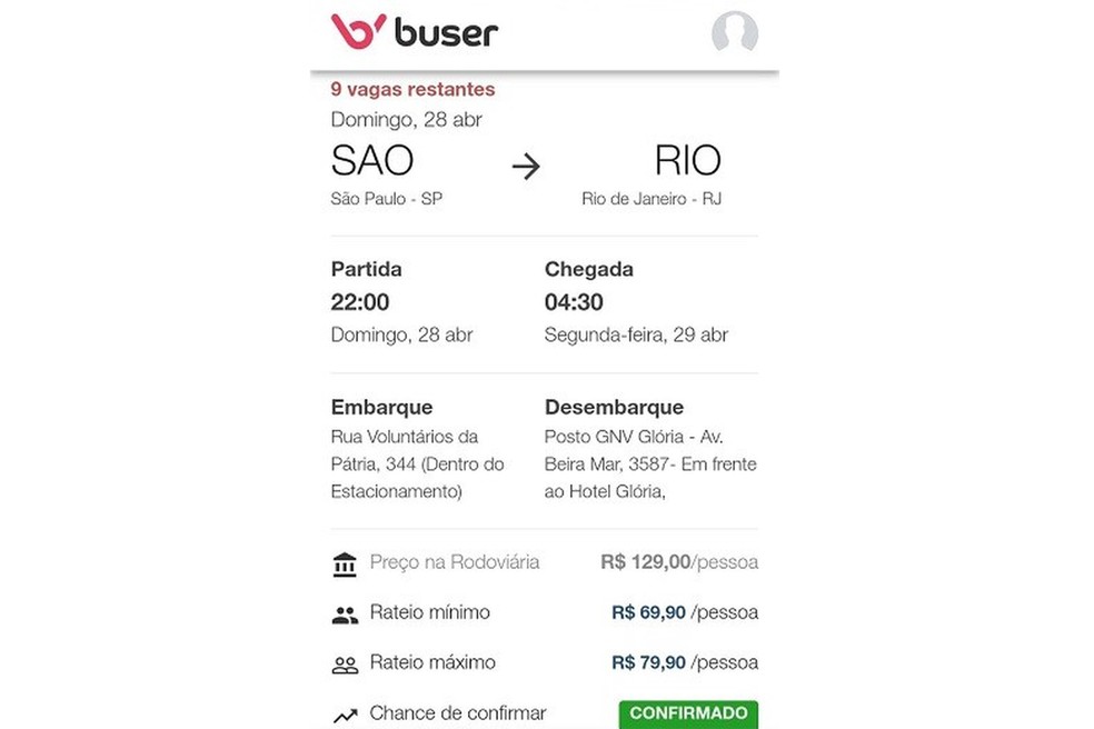 Embarque e desembarque não são feitos em rodoviárias, mas em locais definidos pelo app Buser — Foto: Reprodução/Maria Dias