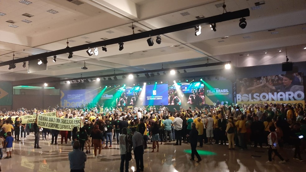 Espaço reservado pelo PL para receber o encontro nacional do partido, com a participação de Bolsonaro — Foto: Guilherme Mazui/g1