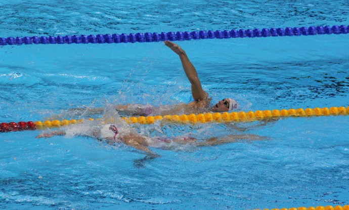Michael Phelps treinando (Foto: Fabrício Marques)