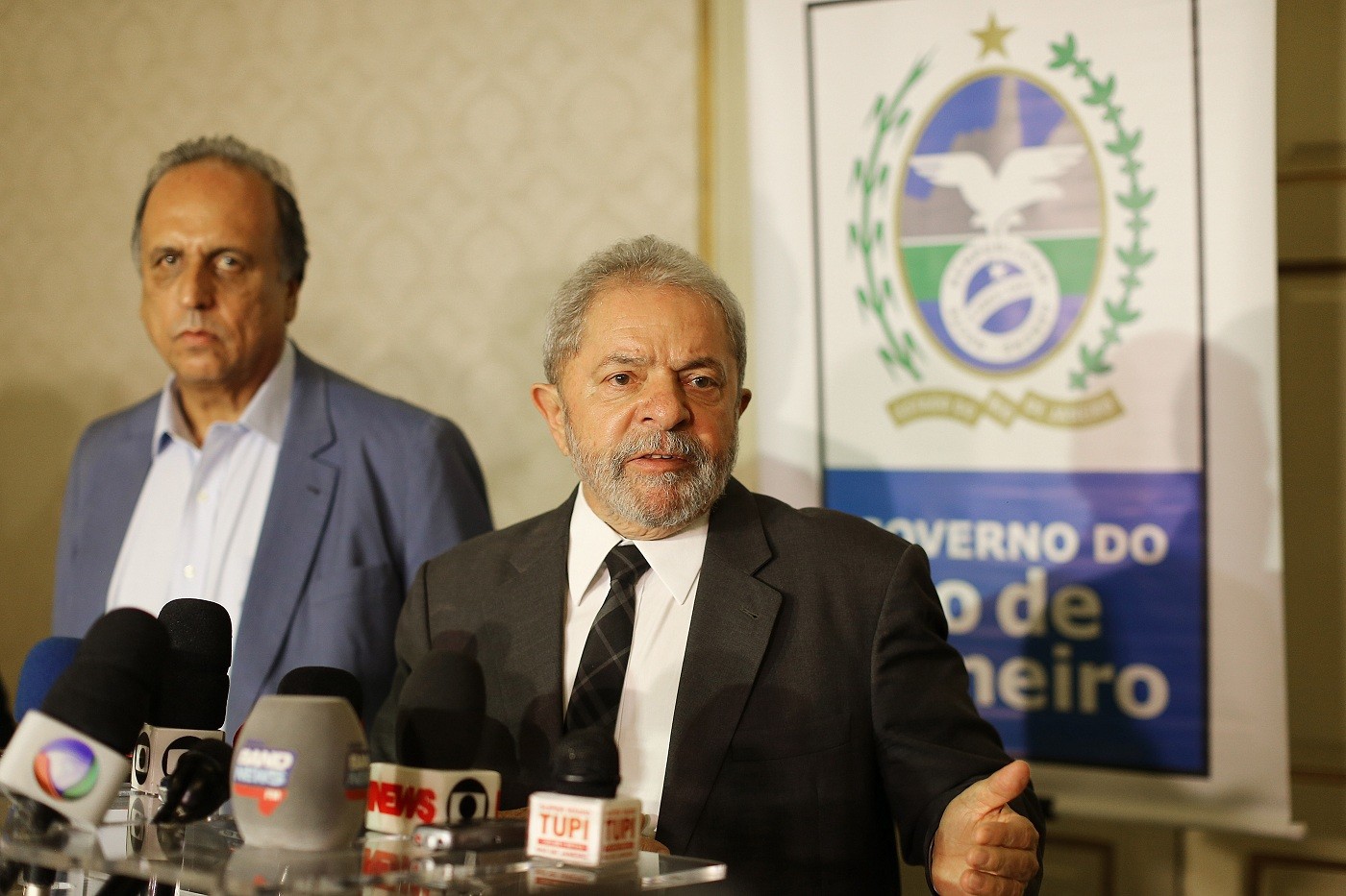 O ex-presidente Lula, durante coletiva de imprensa, após encontro com o governador do Rio de Janeiro, Luiz Fernando Pezão (Foto: Ricardo Stuckert/ Instituto Lula)
