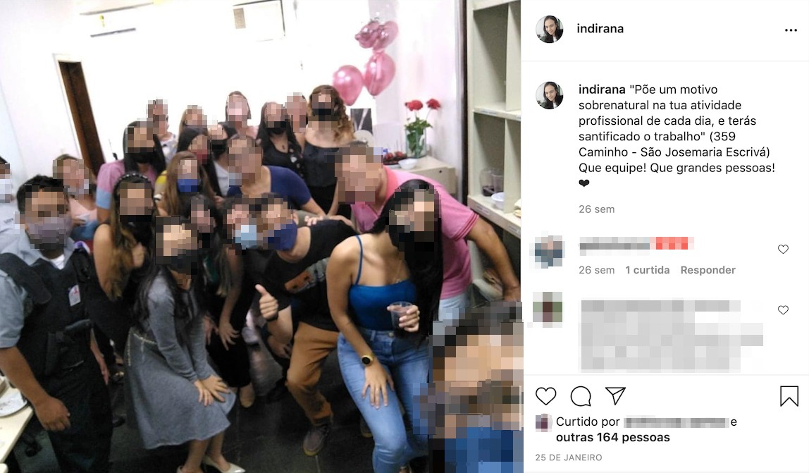 Em foto de janeiro de 2021, postada no Instagram, Indirana Cabral agradece sua equipe de trabalho e ressalta “o motivo sobrenatural” que permeia seu trabalho (Foto: Reprodução / Instagram)