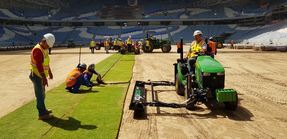 Instalação da Platinum dos estádios do Catar. — Foto: Greenleaf.