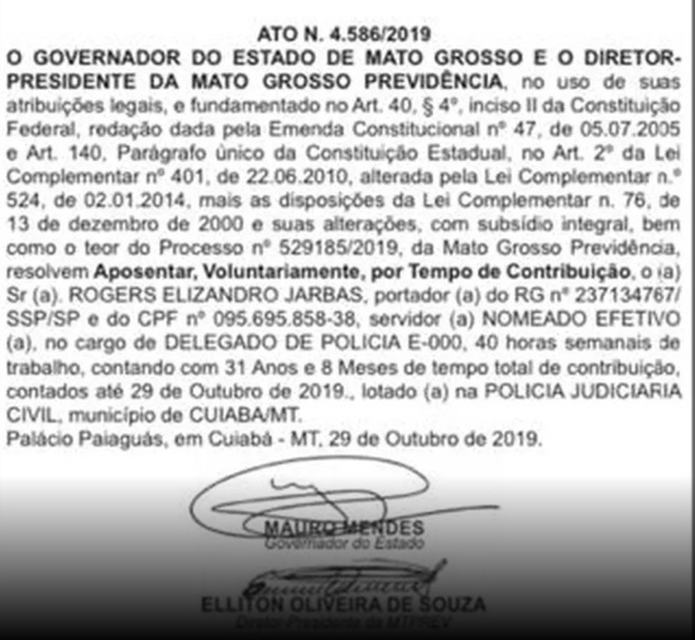 Ato foi publicado no Diário Oficial — Foto: Reprodução